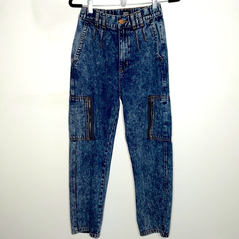Urban Outfitters BDG High Rise Acid Wash Cargo Jeans